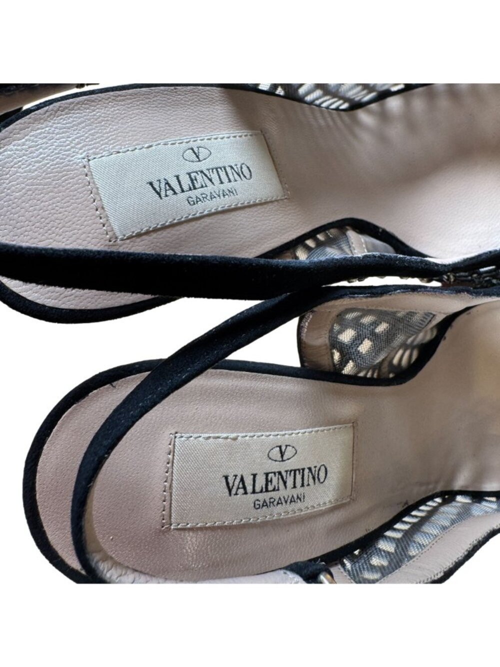 Valentino Garavani Crystal Strass Mesh Platform Slingback Heels Stilettos Size E - Picture 7 of 10